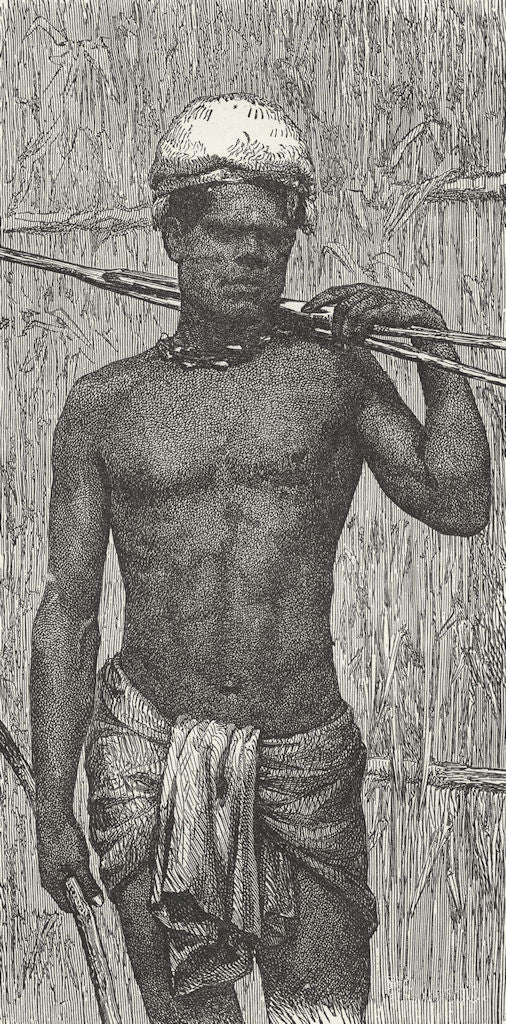 NEW CALEDONIA. Fisherman of Kanala 1880 old antique vintage print picture